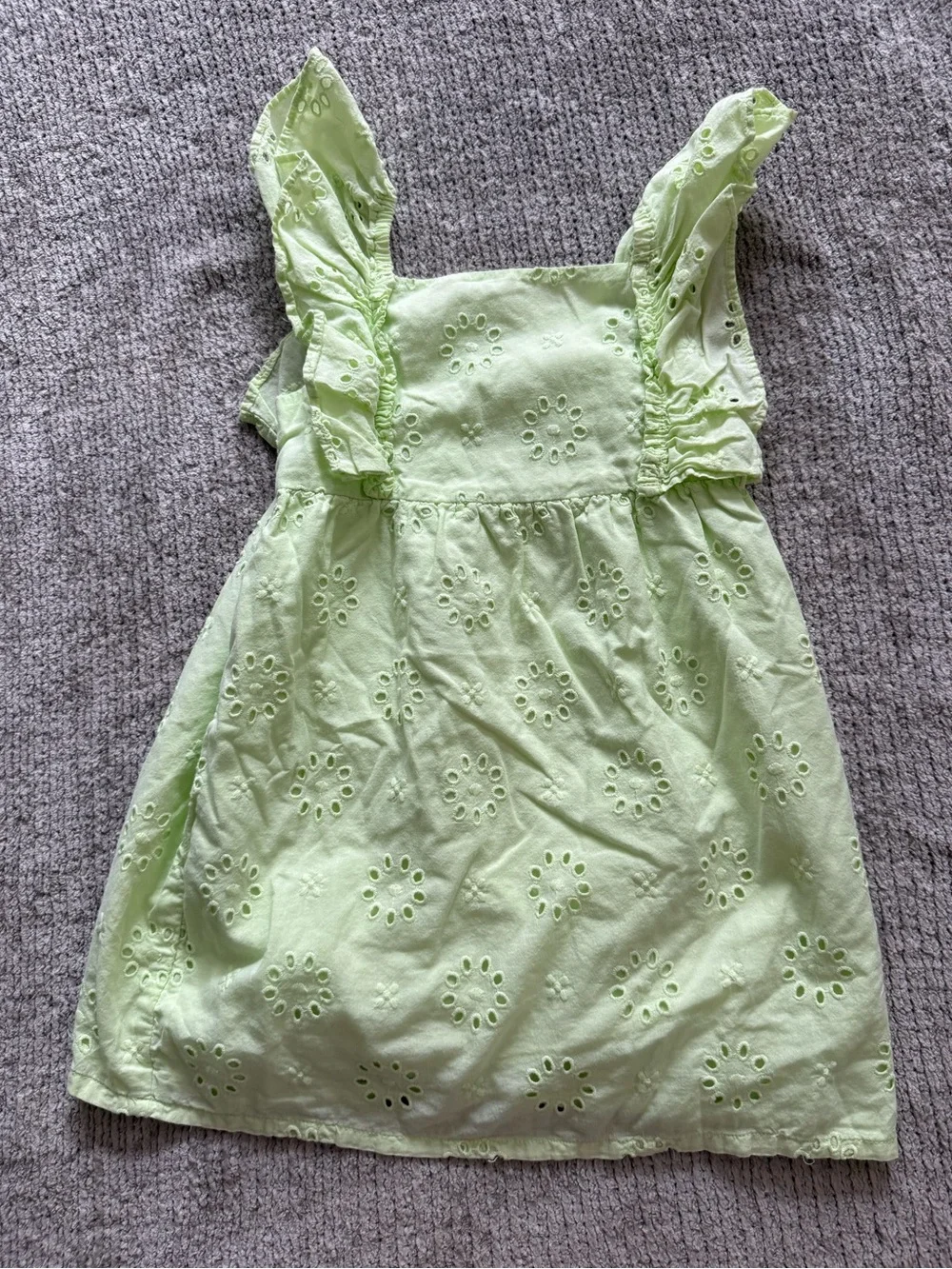 Carters‎ Green Eyelet Dress Size 4T Flutter Sleeve Cotton Spring Summer